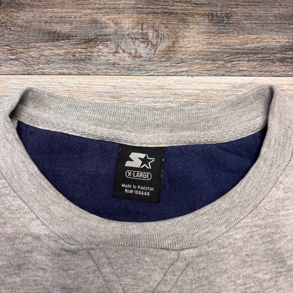 Vintage Y2k Starter West Virginia Mountaineers Grey Mens XL Crewneck Sweatshirt - Picture 5 of 9